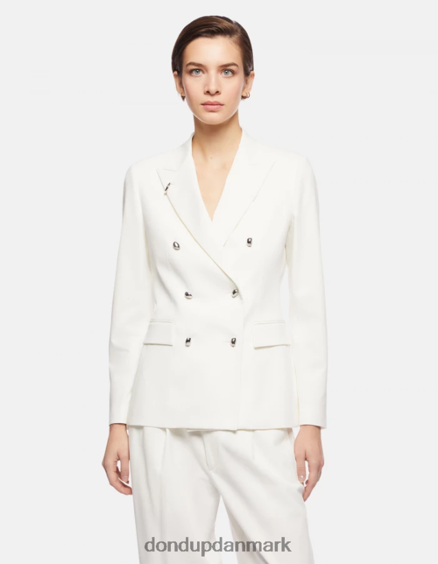 dobbeltradet blazer i bomuld Kvinder 0XD0D0369 alabastro DONDUP beklædning