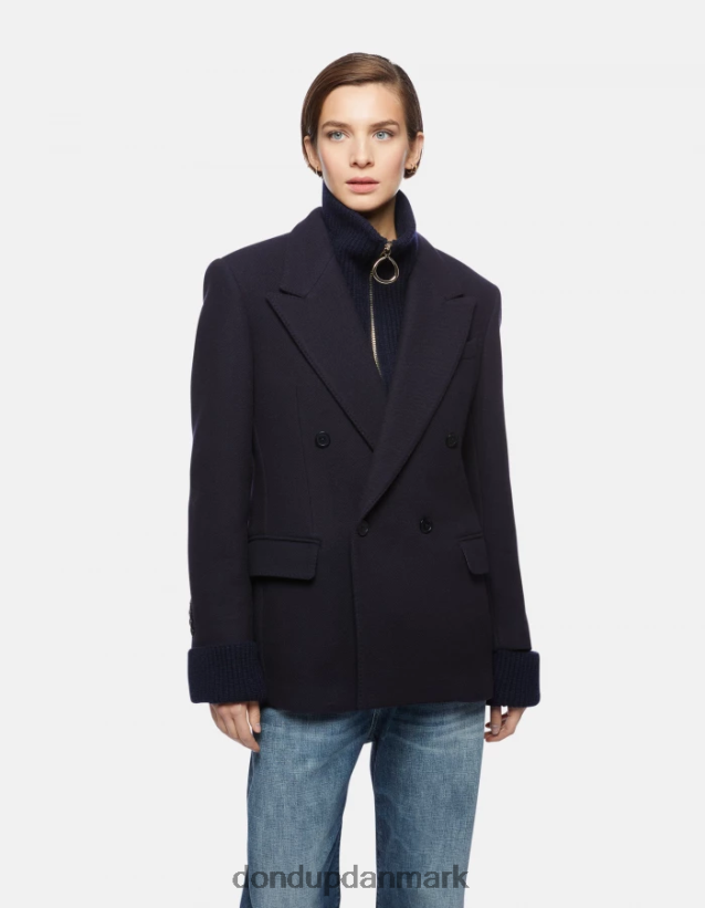dobbeltradet blazer i stof Kvinder 0XD0D0395 Marine blå DONDUP beklædning