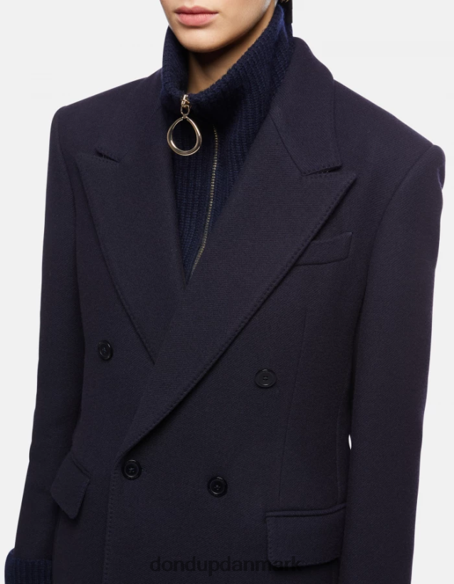 dobbeltradet blazer i stof Kvinder 0XD0D0395 Marine blå DONDUP beklædning