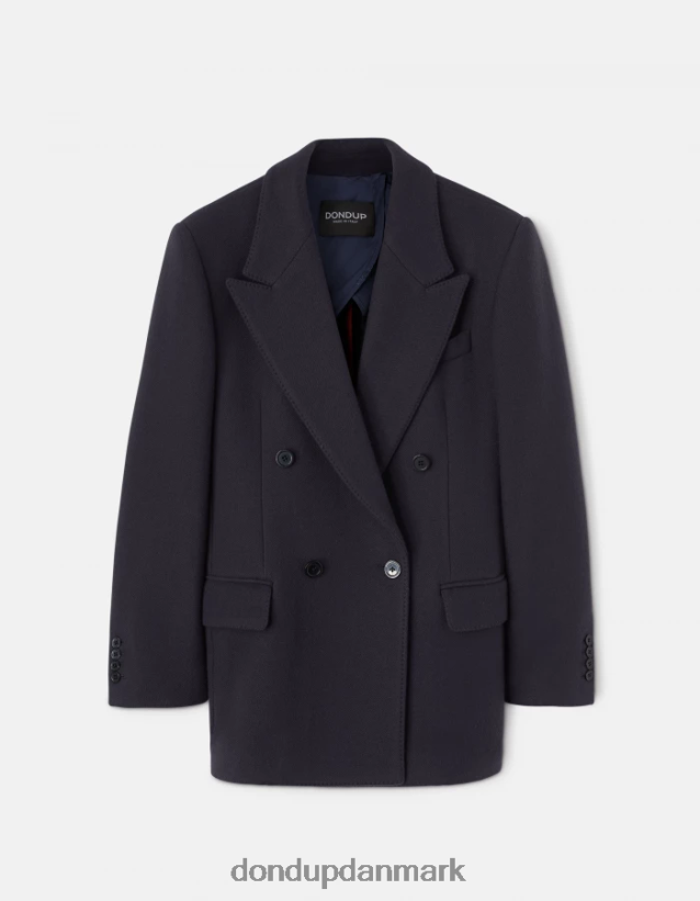 dobbeltradet blazer i stof Kvinder 0XD0D0395 Marine blå DONDUP beklædning