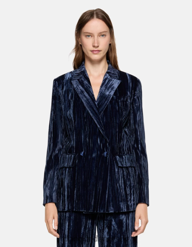 dobbeltradet fløjlsblazer Kvinder 0XD0D0385 Marine blå DONDUP beklædning