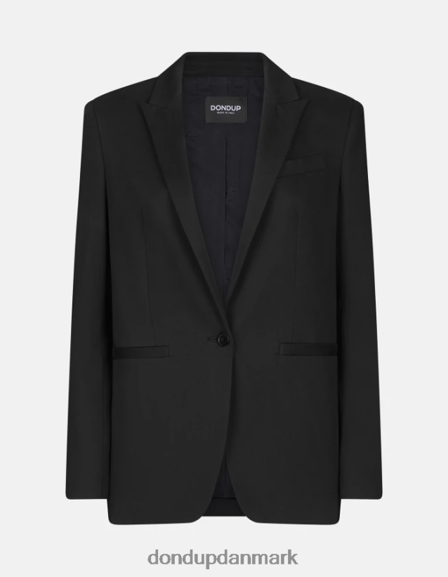 enkeltradet blazer i bomuld Kvinder 0XD0D0393 sort DONDUP beklædning