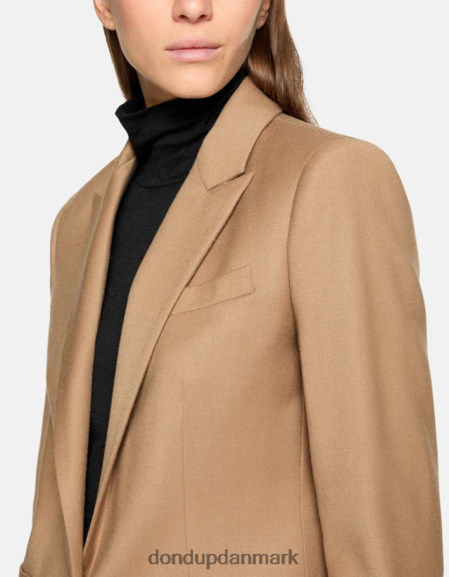 enkeltradet blazer i flannel Kvinder 0XD0D0373 kamel DONDUP beklædning