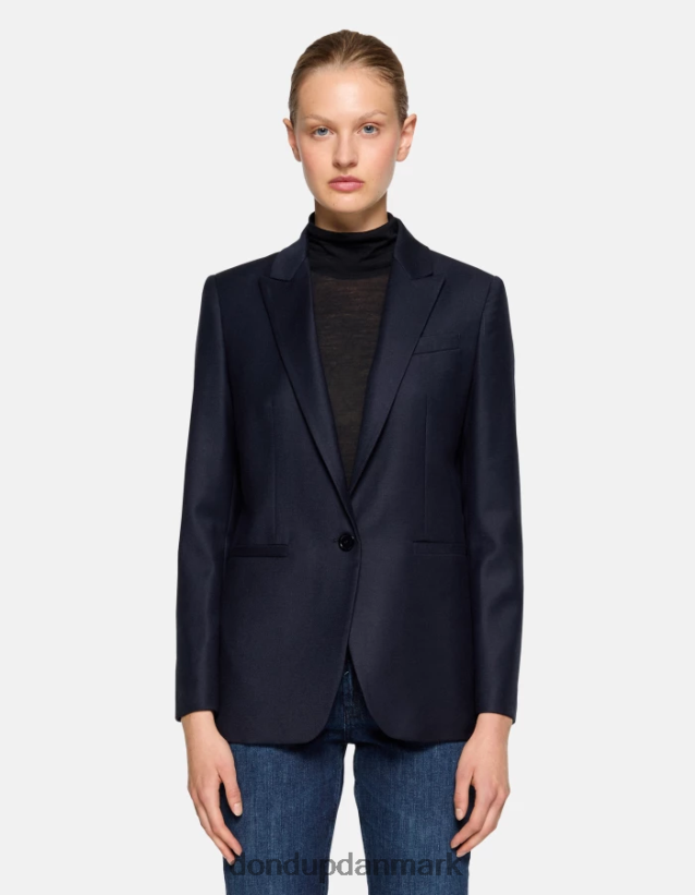enkeltradet blazer i flannel Kvinder 0XD0D0374 Marine blå DONDUP beklædning