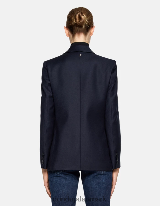 enkeltradet blazer i flannel Kvinder 0XD0D0374 Marine blå DONDUP beklædning