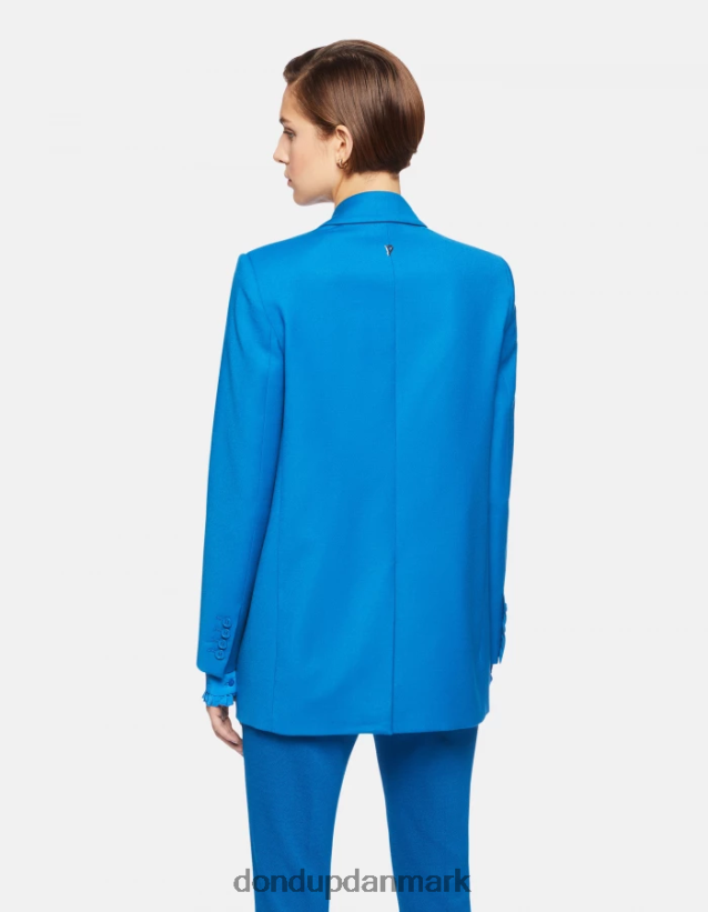 enkeltradet blazer i flannel Kvinder 0XD0D0386 turkis DONDUP beklædning