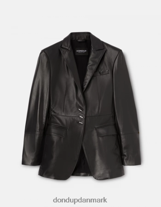 enkeltradet blazer i nappalæder Kvinder 0XD0D0391 sort DONDUP beklædning