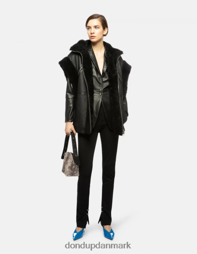 enkeltradet blazer i nappalæder Kvinder 0XD0D0391 sort DONDUP beklædning