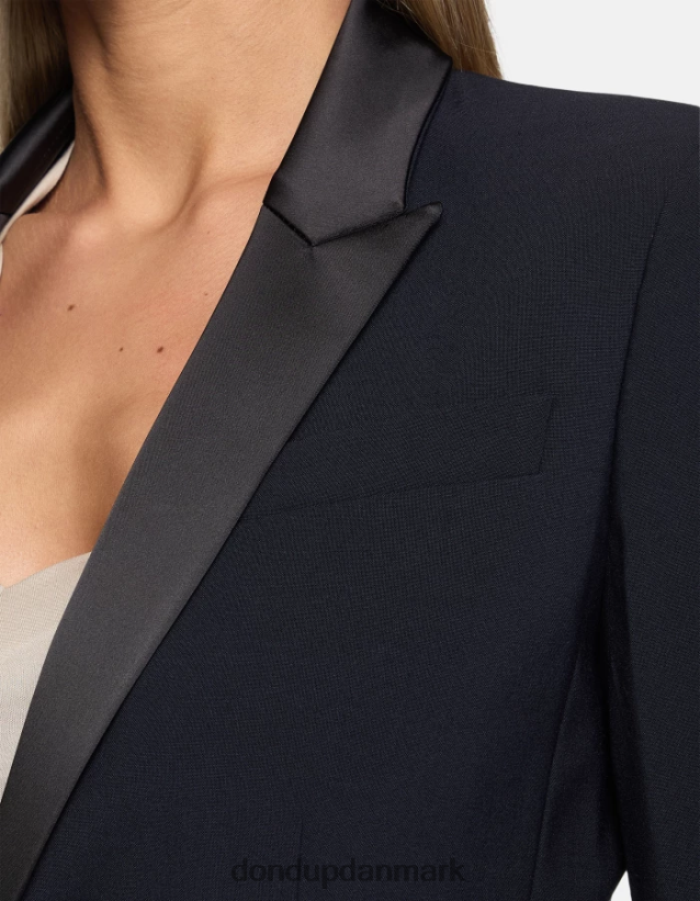 enkeltradet blazer i uld Kvinder 0XD0D0382 Marine blå DONDUP beklædning