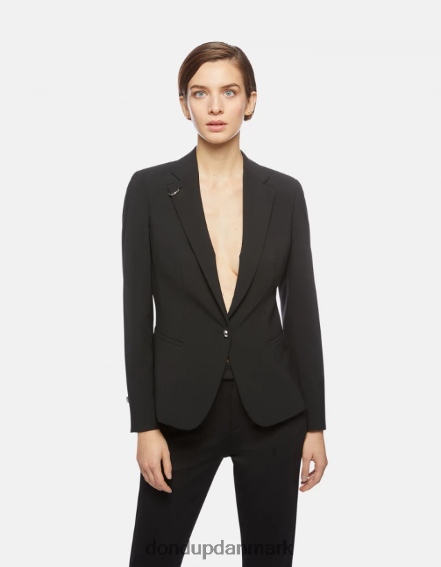 enkeltradet blazer i uld Kvinder 0XD0D0389 sort DONDUP beklædning