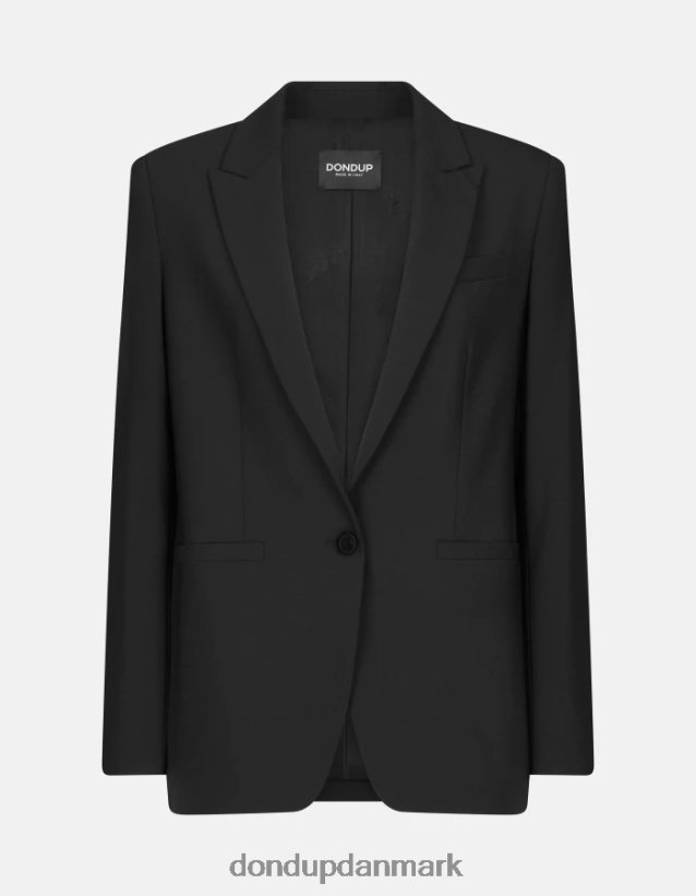 enkeltradet blazer i uld Kvinder 0XD0D0394 sort DONDUP beklædning