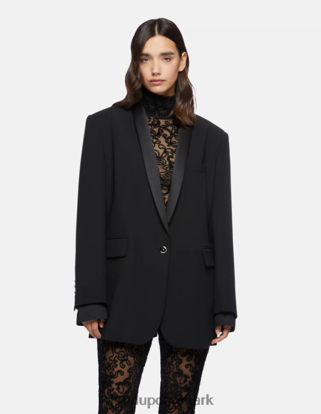 enkeltradet blazer i uldblanding Kvinder 0XD0D0388 sort DONDUP beklædning