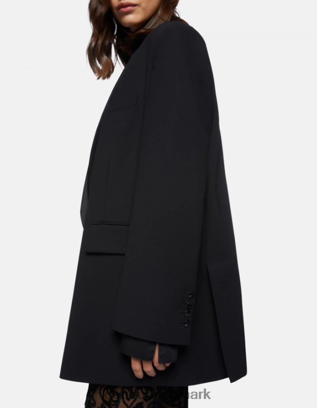 enkeltradet blazer i uldblanding Kvinder 0XD0D0388 sort DONDUP beklædning