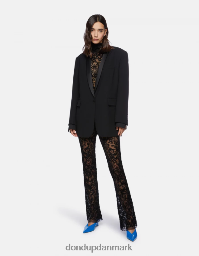 enkeltradet blazer i uldblanding Kvinder 0XD0D0388 sort DONDUP beklædning