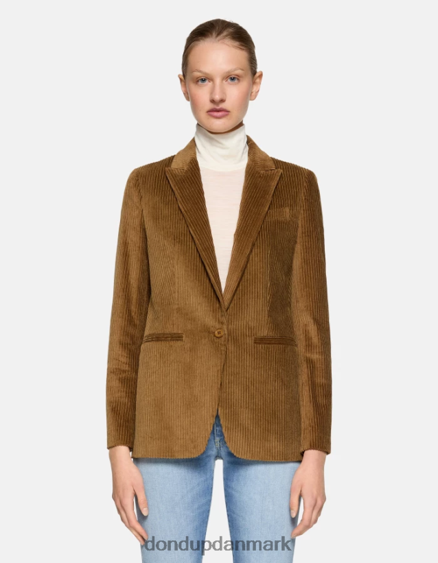 enkeltradet fløjlsblazer Kvinder 0XD0D0377 kanel DONDUP beklædning