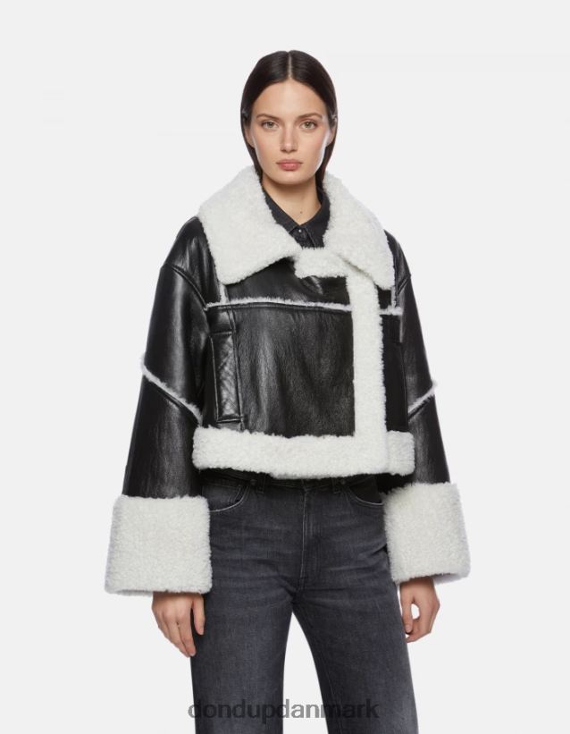 cropped shearling jakke Kvinder 0XD0D0364 sort DONDUP beklædning