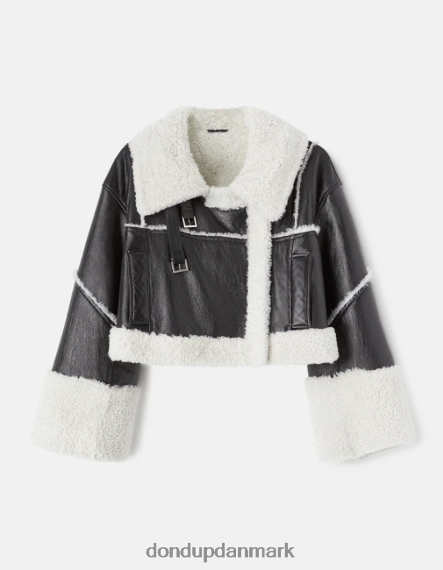 cropped shearling jakke Kvinder 0XD0D0364 sort DONDUP beklædning