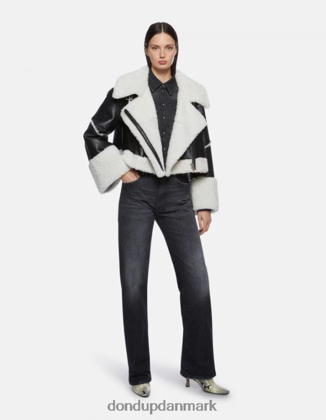 cropped shearling jakke Kvinder 0XD0D0364 sort DONDUP beklædning