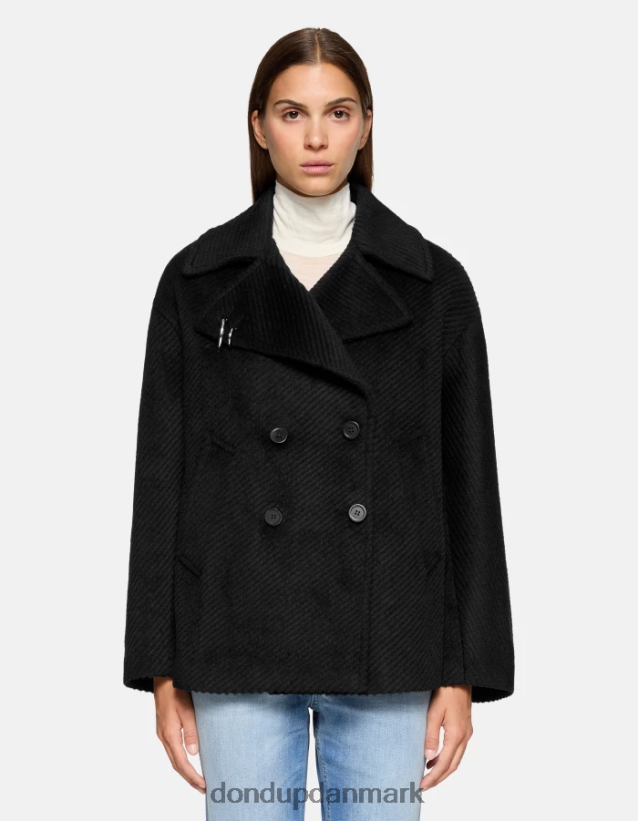dobbeltradet klædepeacoat Kvinder 0XD0D0344 sort DONDUP beklædning