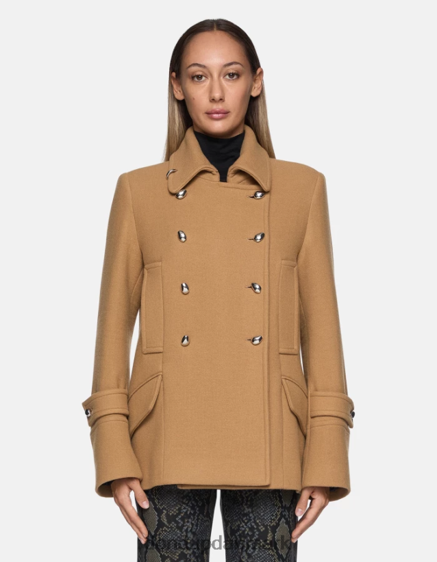 dobbeltradet klædepeacoat Kvinder 0XD0D0345 kanel DONDUP beklædning