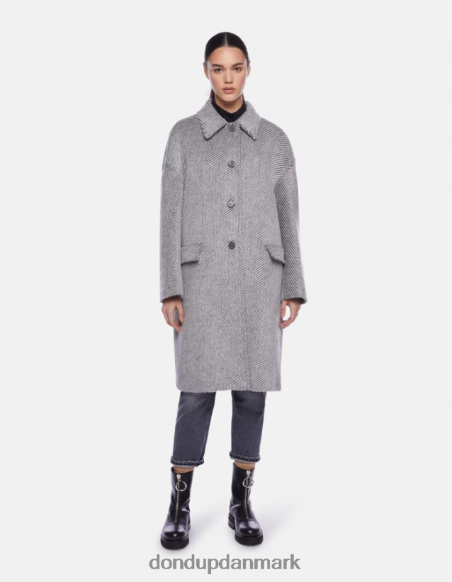 enkeltradet meleret stoffrakke Kvinder 0XD0D0368 hvid sort DONDUP beklædning