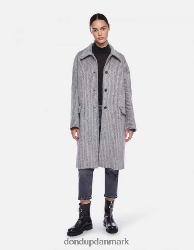 enkeltradet meleret stoffrakke Kvinder 0XD0D0368 hvid sort DONDUP beklædning