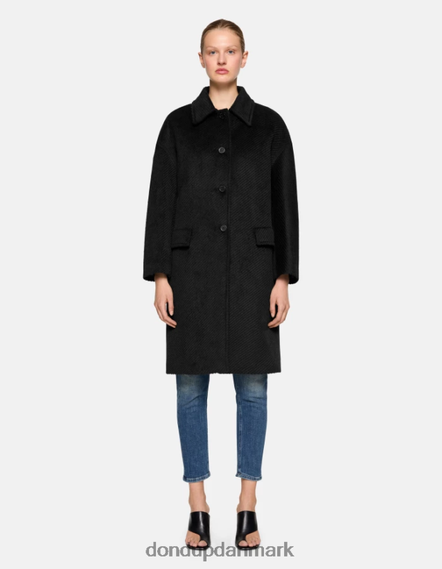 enkeltradet stoffrakke Kvinder 0XD0D0347 sort DONDUP beklædning