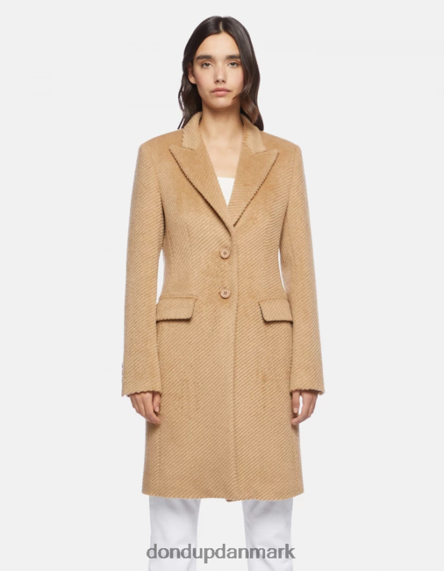 enkeltradet stoffrakke Kvinder 0XD0D0357 kanel DONDUP beklædning