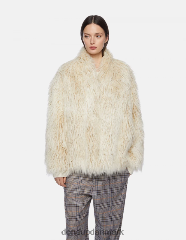 løs frakke i øko-mongolsk pels Kvinder 0XD0D0359 alabastro DONDUP beklædning
