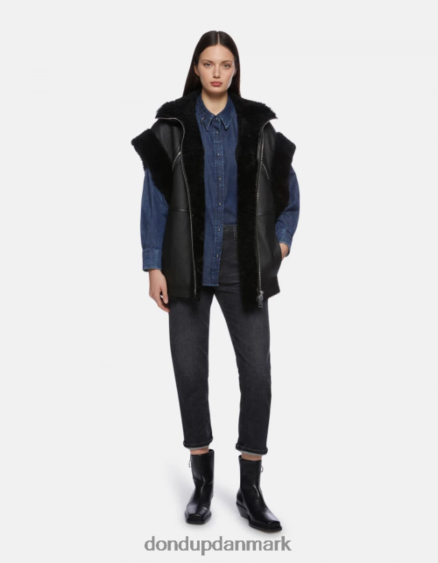 løstsiddende shearling vest Kvinder 0XD0D0365 sort DONDUP beklædning