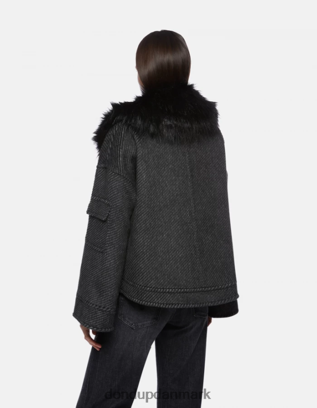 løstsiddende stofjakke Kvinder 0XD0D0366 sort hvid DONDUP beklædning