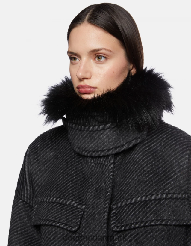 løstsiddende stofjakke Kvinder 0XD0D0366 sort hvid DONDUP beklædning