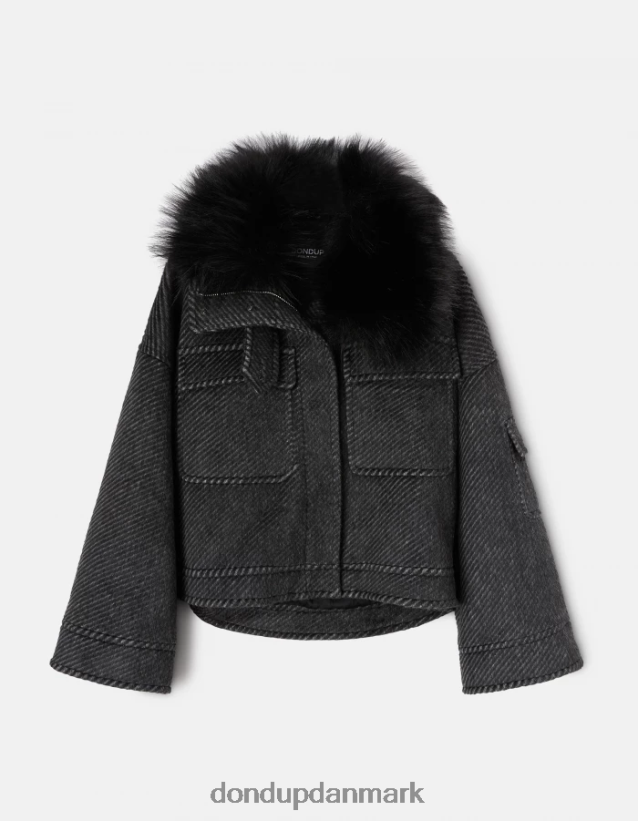 løstsiddende stofjakke Kvinder 0XD0D0366 sort hvid DONDUP beklædning