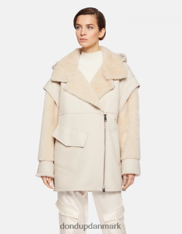 oversize shearling frakke Kvinder 0XD0D0362 burro DONDUP beklædning