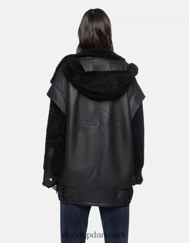 oversize shearling frakke Kvinder 0XD0D0363 sort DONDUP beklædning