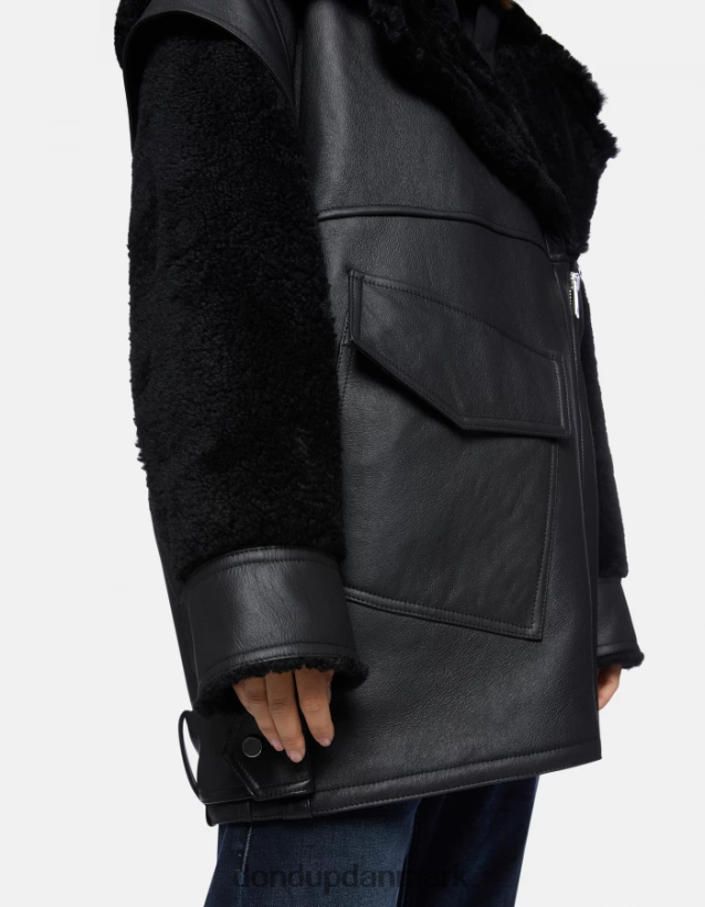 oversize shearling frakke Kvinder 0XD0D0363 sort DONDUP beklædning