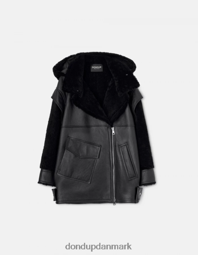 oversize shearling frakke Kvinder 0XD0D0363 sort DONDUP beklædning