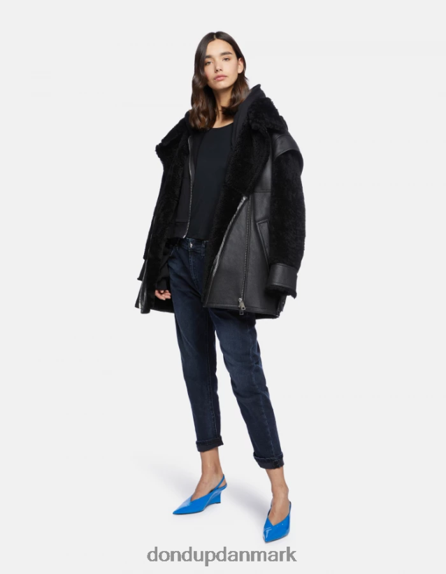 oversize shearling frakke Kvinder 0XD0D0363 sort DONDUP beklædning