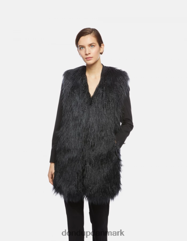 regular fit vest i øko mongolsk pels Kvinder 0XD0D0358 blå tuareg DONDUP beklædning