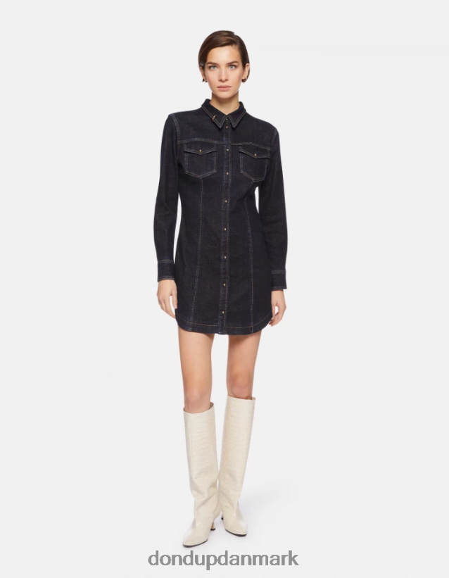 kort denim kjole Kvinder 0XD0D0270 blå DONDUP beklædning