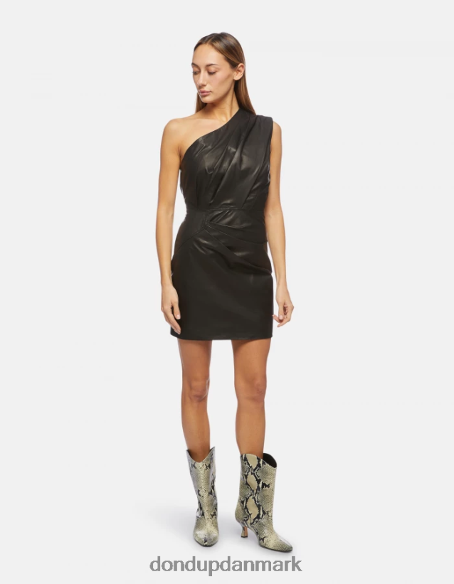 kort kjole i nappalæder Kvinder 0XD0D0291 sort DONDUP beklædning