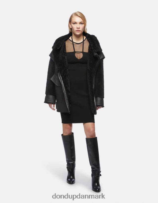 kort tyl og viskosekjole Kvinder 0XD0D0278 sort DONDUP beklædning