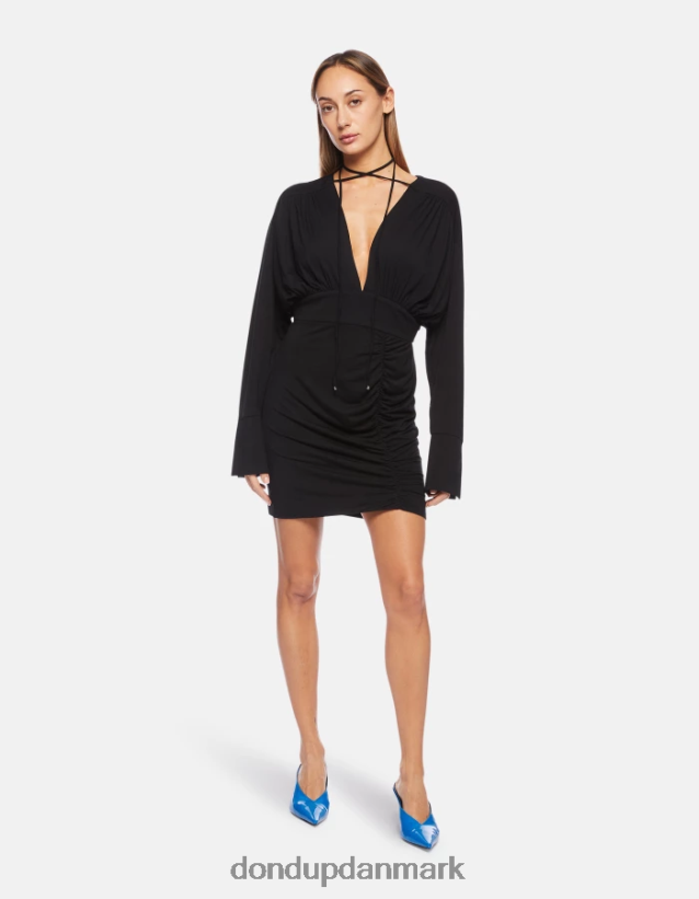 kort viskosekjole Kvinder 0XD0D0282 sort DONDUP beklædning