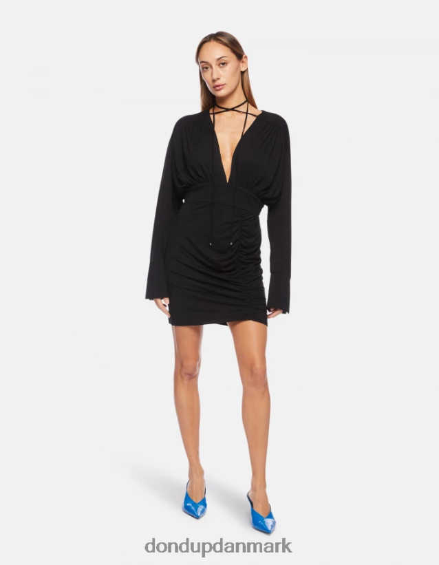 kort viskosekjole Kvinder 0XD0D0282 sort DONDUP beklædning