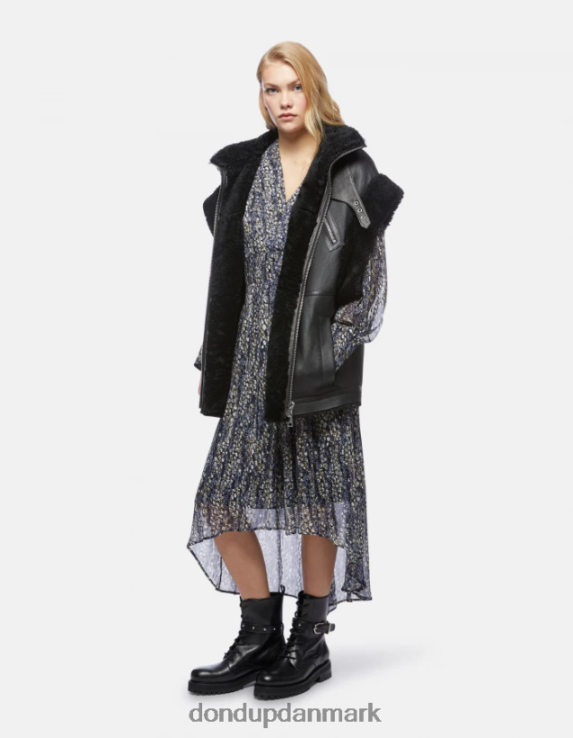 lang georgette kjole Kvinder 0XD0D0290 sort DONDUP beklædning