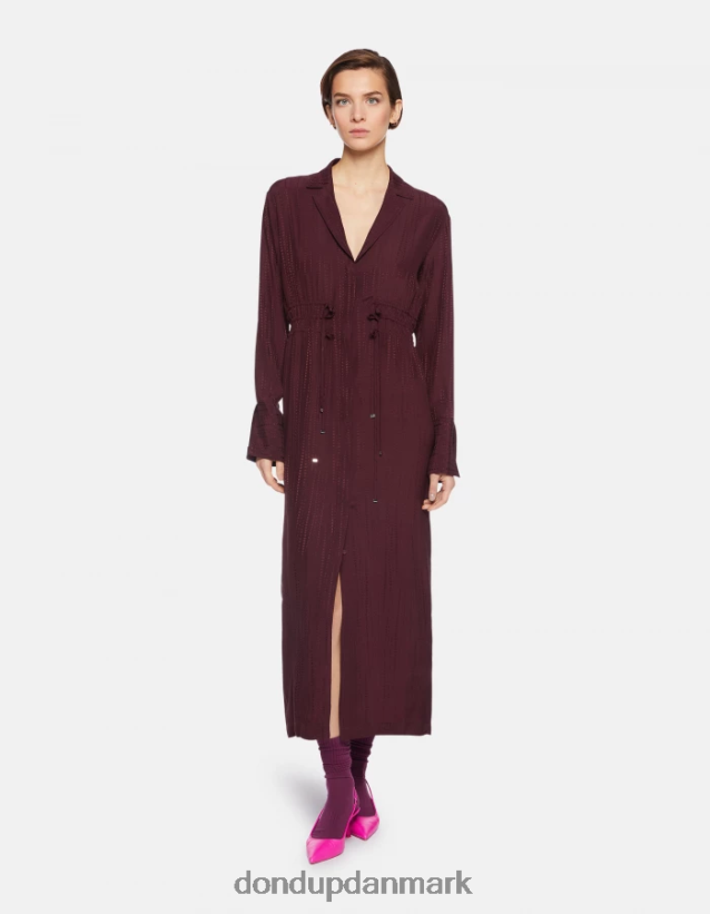 lang kjole i silkeblanding Kvinder 0XD0D0281 prugna DONDUP beklædning