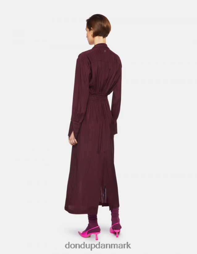 lang kjole i silkeblanding Kvinder 0XD0D0281 prugna DONDUP beklædning