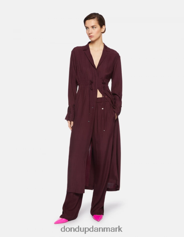 lang kjole i silkeblanding Kvinder 0XD0D0281 prugna DONDUP beklædning