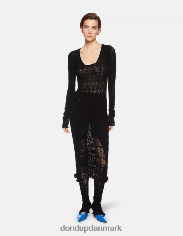 slim fit blondekjole Kvinder 0XD0D0284 sort DONDUP beklædning