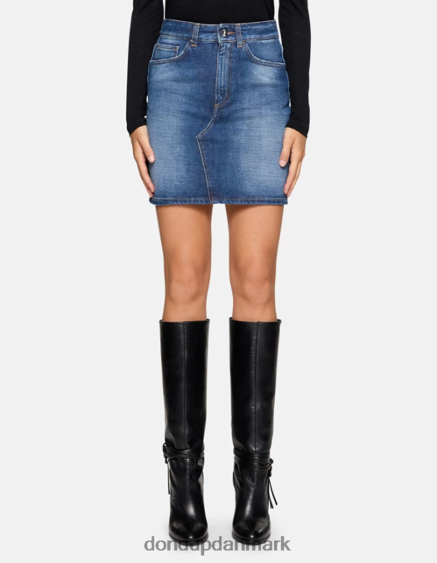 kort stiv denimnederdel Kvinder 0XD0D0405 blå DONDUP beklædning